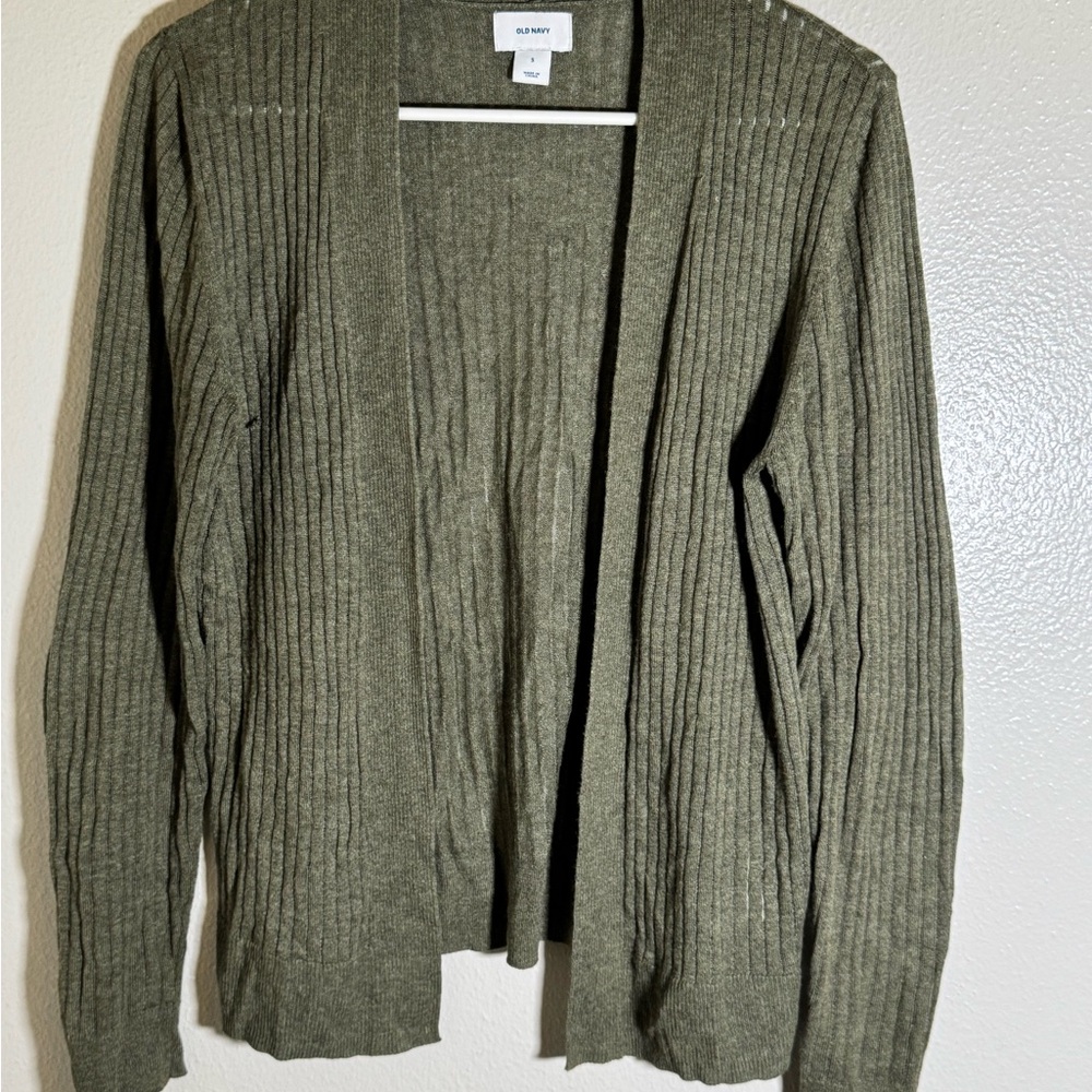 Old Navy Olive Ribbed Open-Front Cardigan - Picture 5 of 8